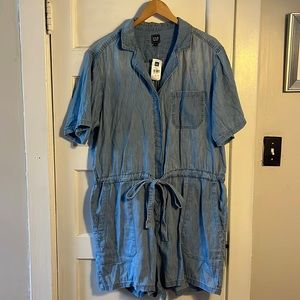 NWT XL Tall Gap Denim Romper with Washwell